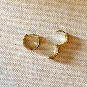 GoldFi Gold Chunky Flat Clicker Hoop Earring Gold NWT MSRP: $44